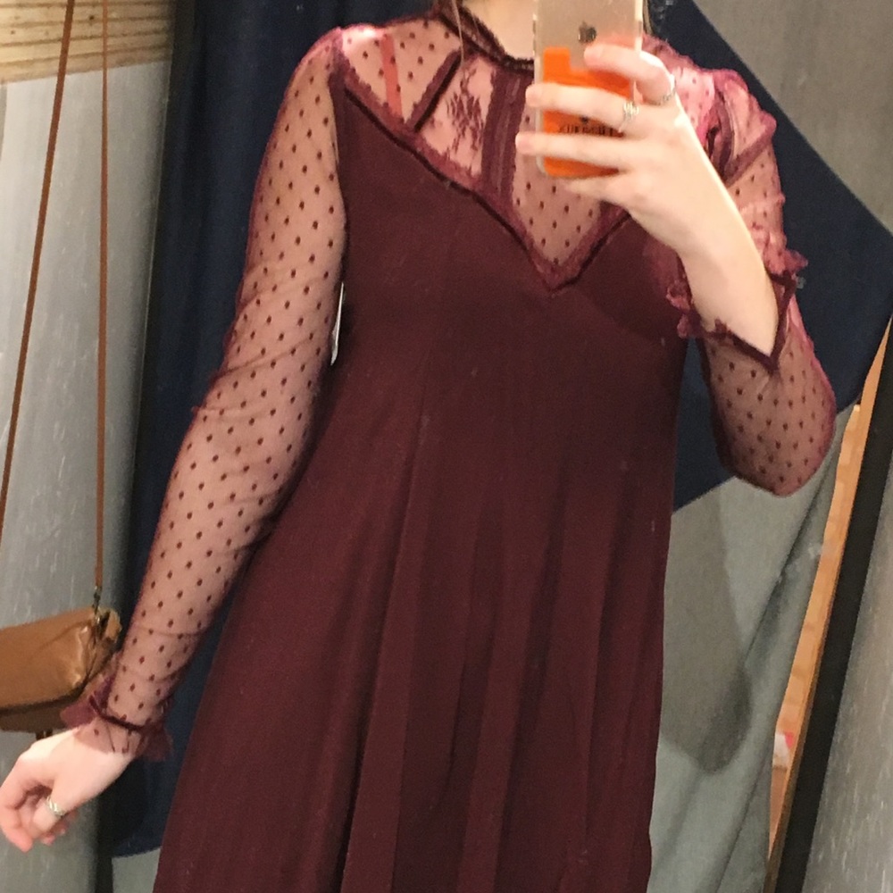Burgundy lace mini dress Urban Outfitters